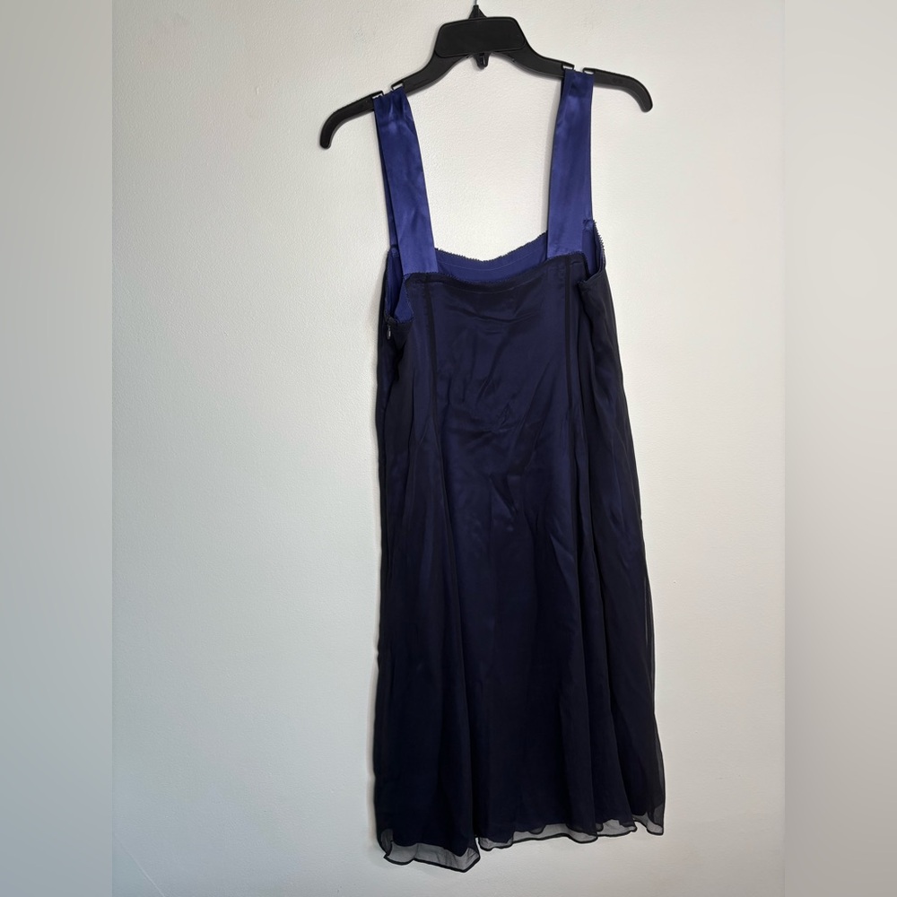 Simply Vera Wang Dress. Size 12 Black Georgette, Blue Satin, Beading Details - Picture 6 of 11